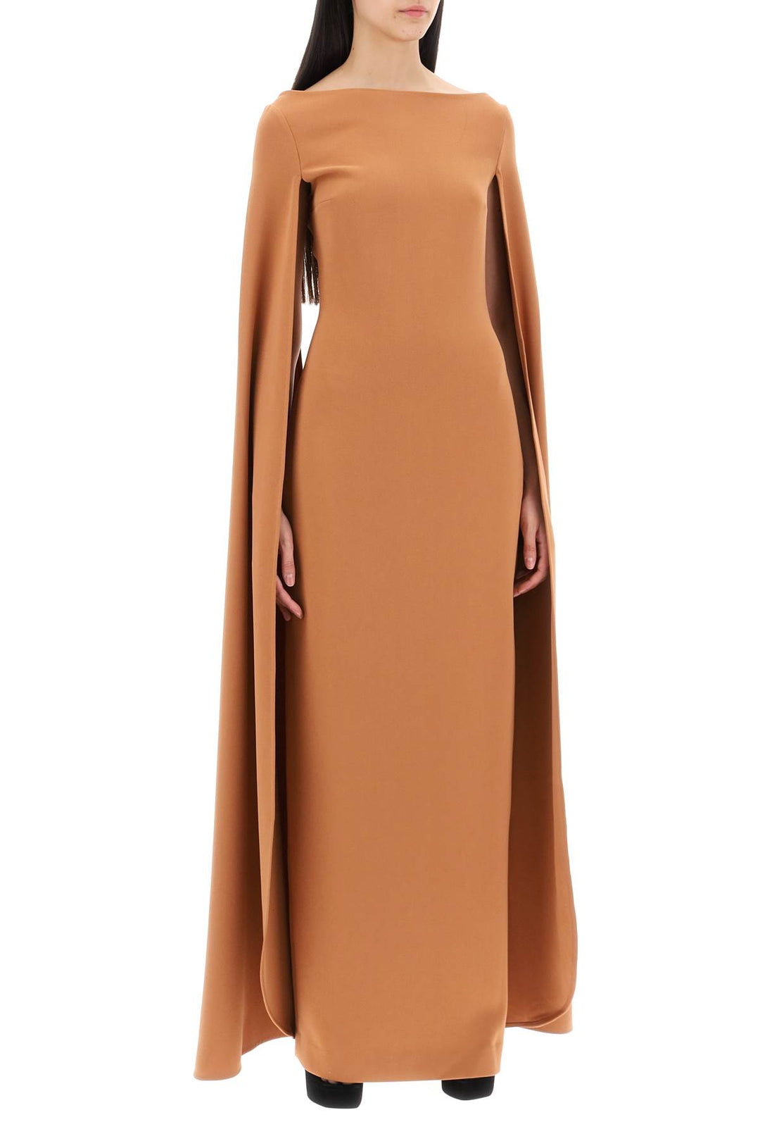 Solace London Maxi Dress Sadie With Cape Sleeves   Marrone