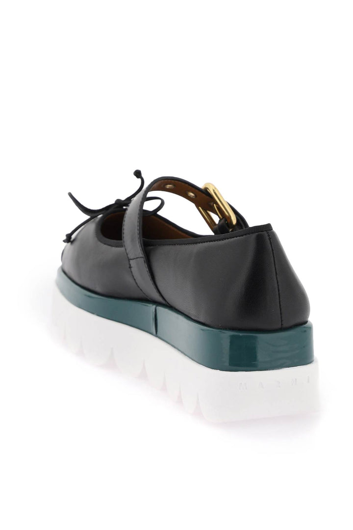 Marni Nappa Leather Mary Jane With Notched Sole   White