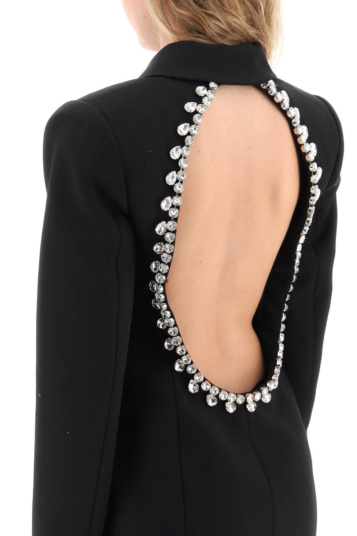 Area Blazer Dress With Cut Out And Crystals   Nero