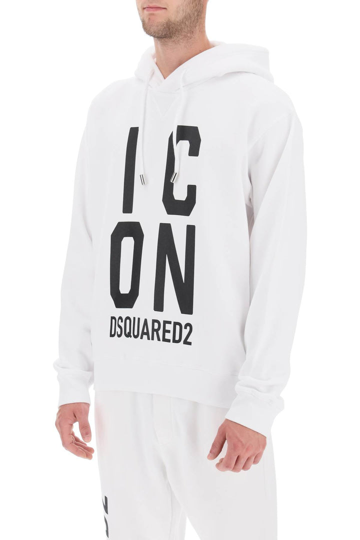 Dsquared2 'Icon Squared' Cool Fit Hoodie With Logo Print   Bianco