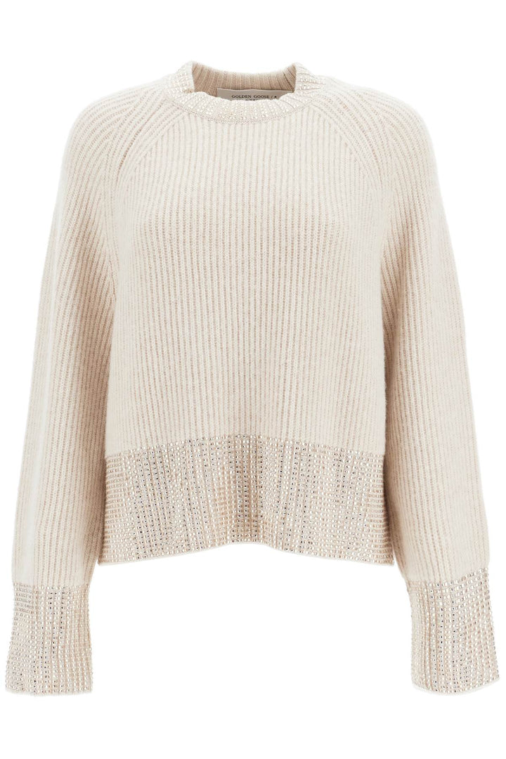Golden Goose Boxy Sweater With Crystals   Beige