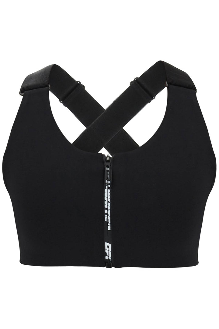 Off White Sporty Crop Top   Black