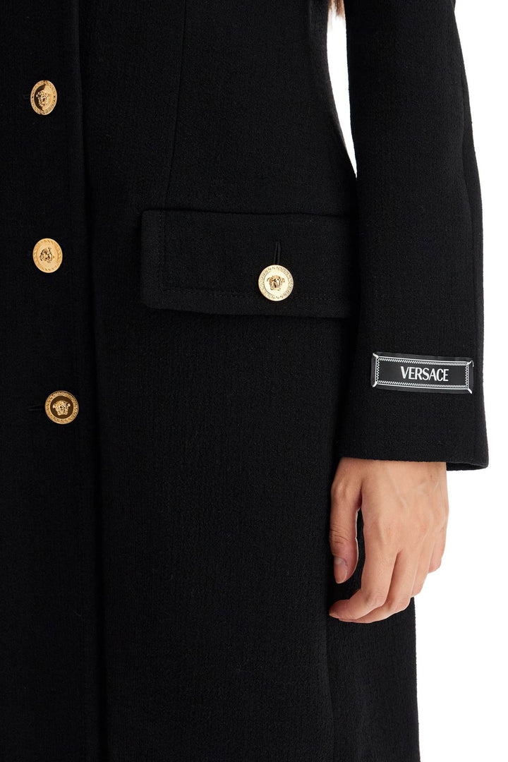 Versace Raglan Crepe Coat   Black