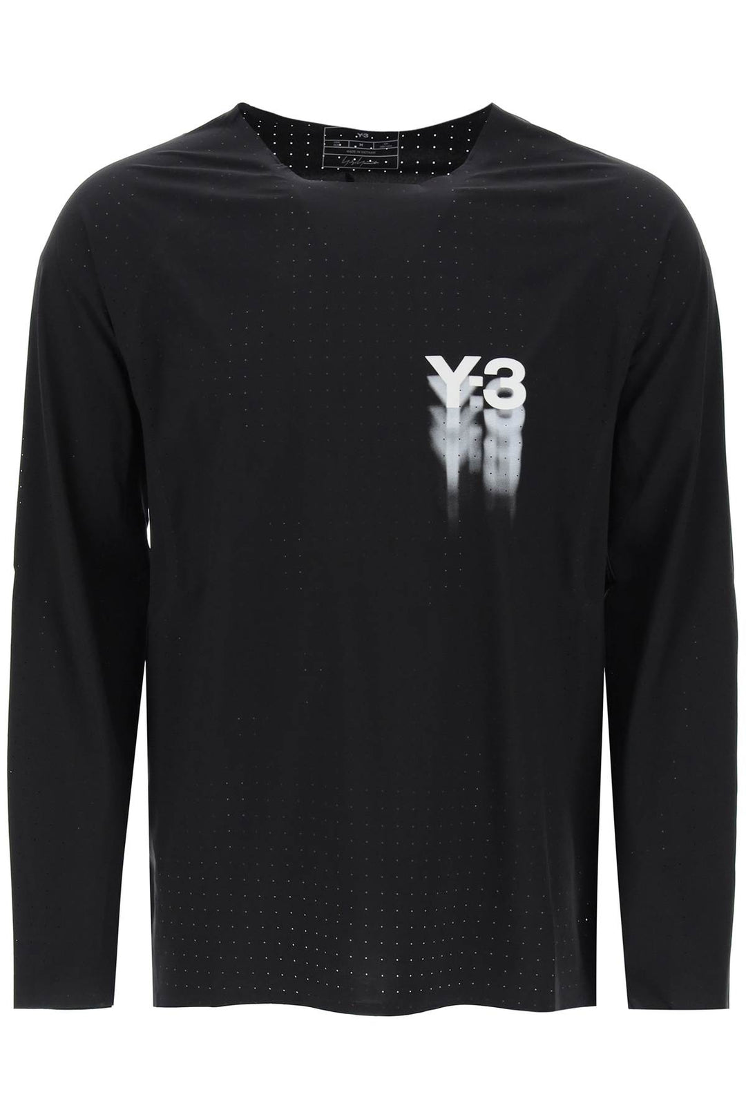 Y 3 Long Sleeved Perforated Jersey T   Nero