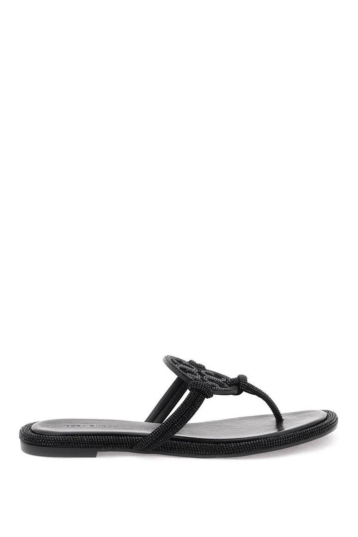 Tory Burch Pavé Leather Thong Sandals   Nero