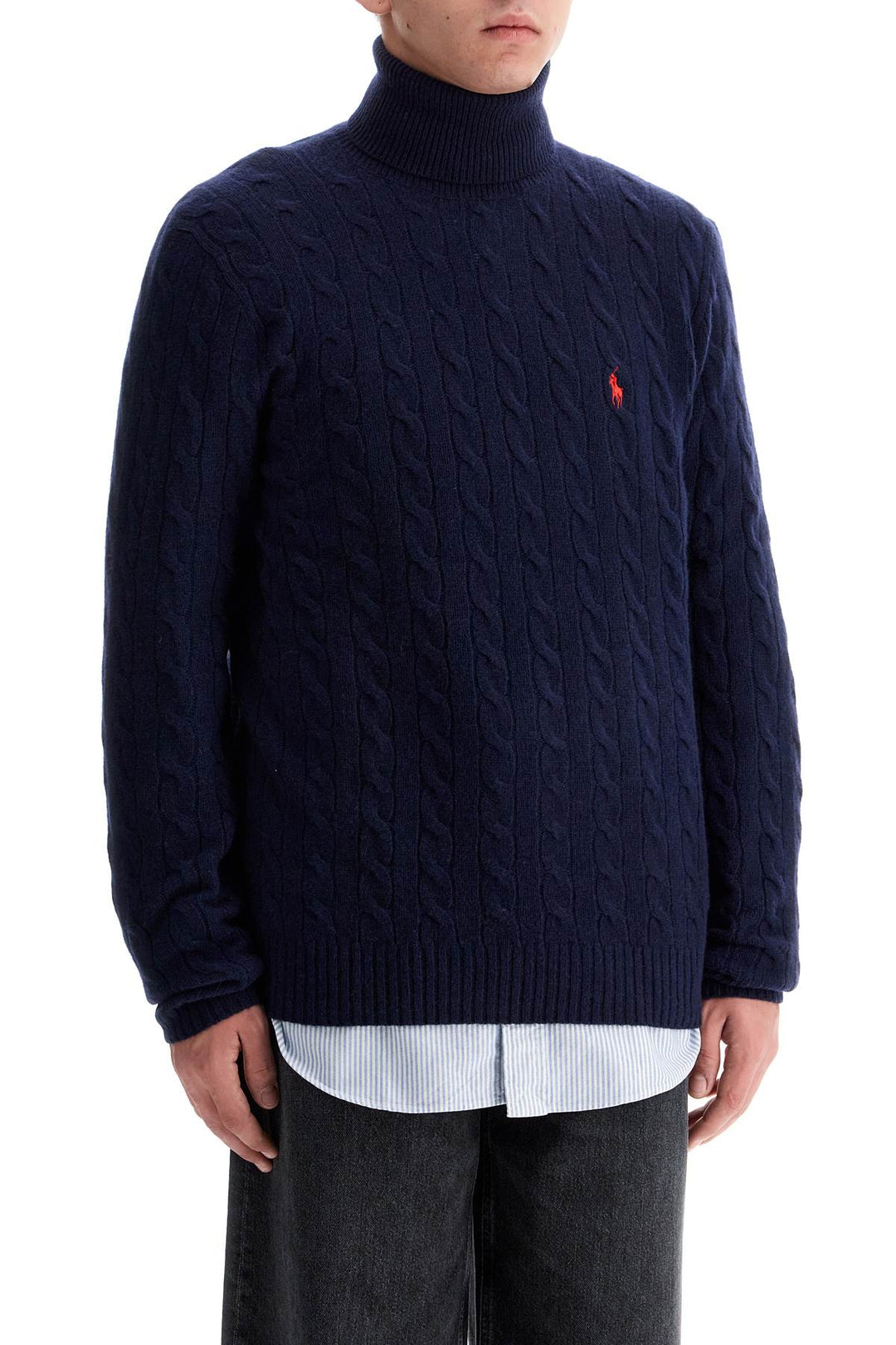 Polo Ralph Lauren high-neck wool and cashmere cable-knit pullover sweater