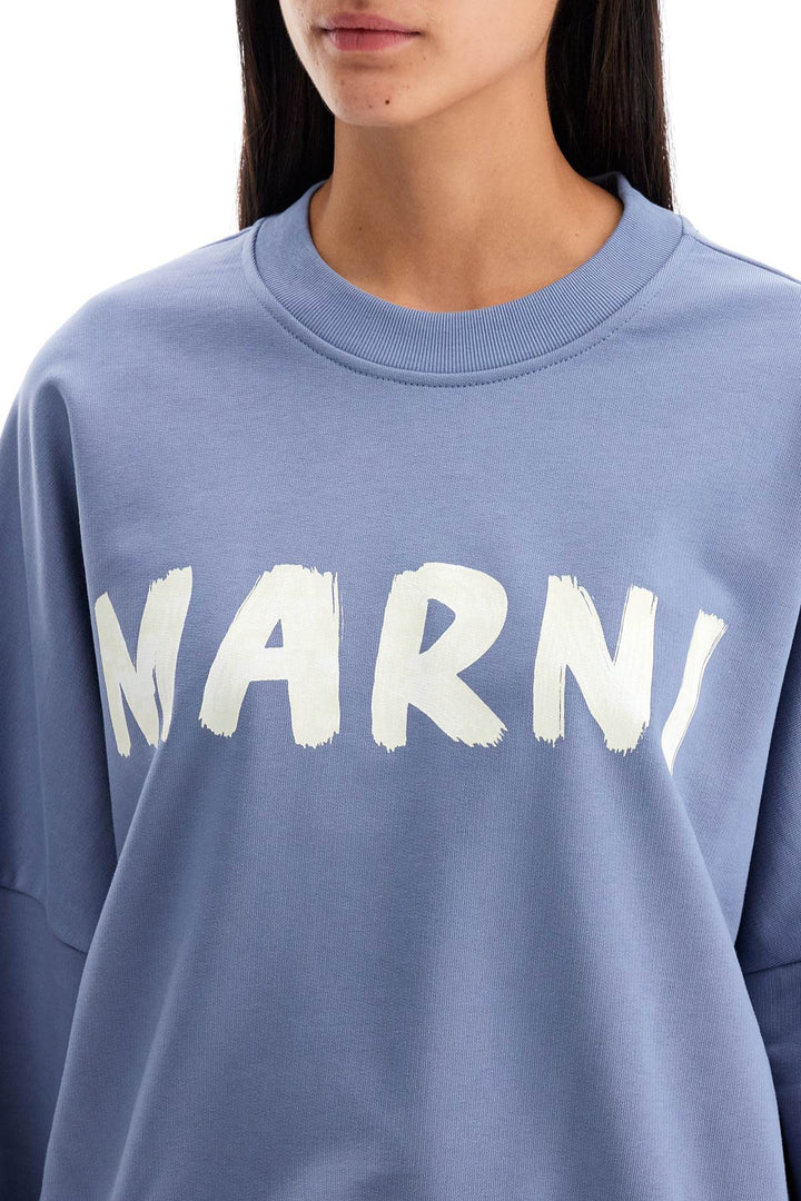 Marni Crewneck Sweatshirt With Logo   Light Blue