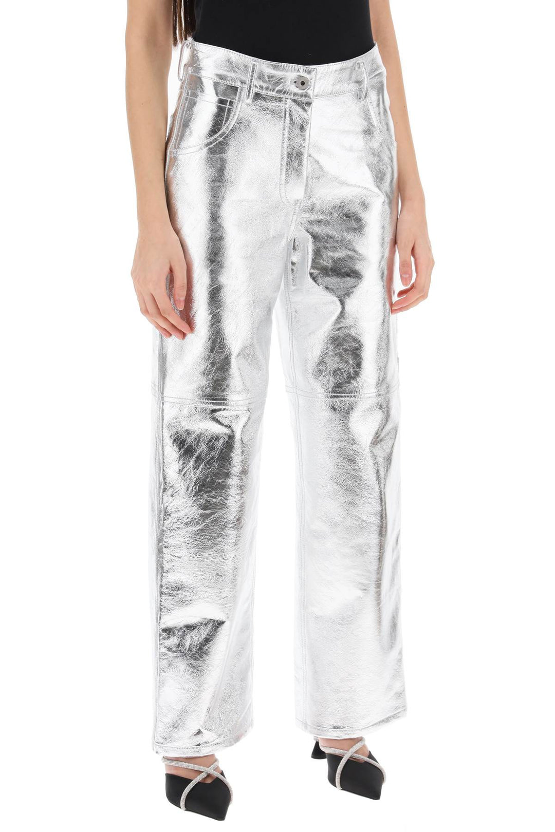 Interior sterling pants in laminated leather