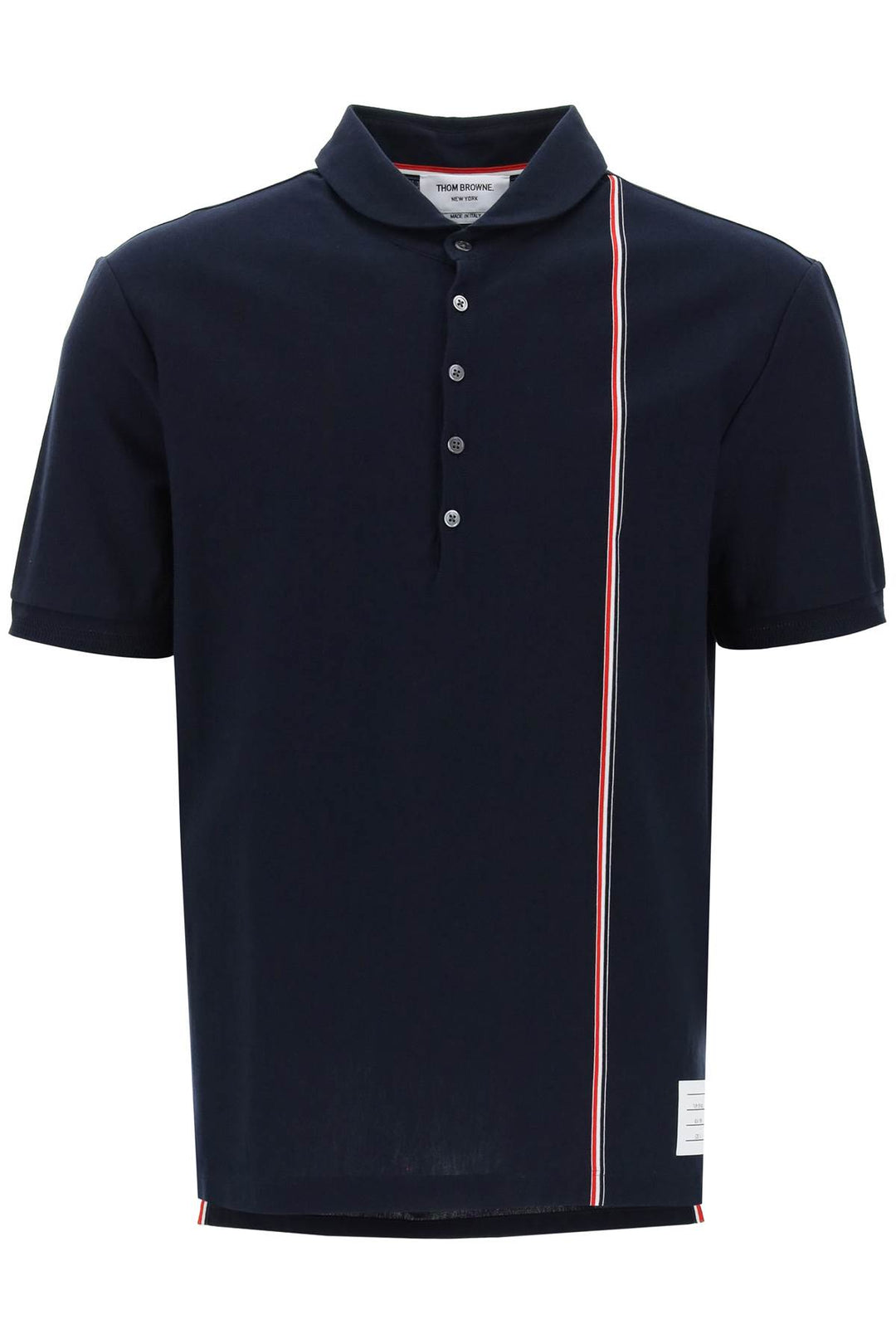 Thom Browne Polo Shirt With Tricolor Intarsia   Blu