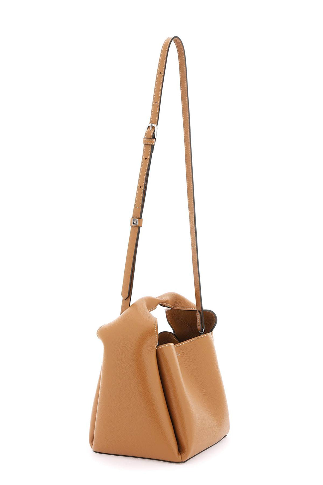 Toteme Hammered Leather Bucket Bag   Brown