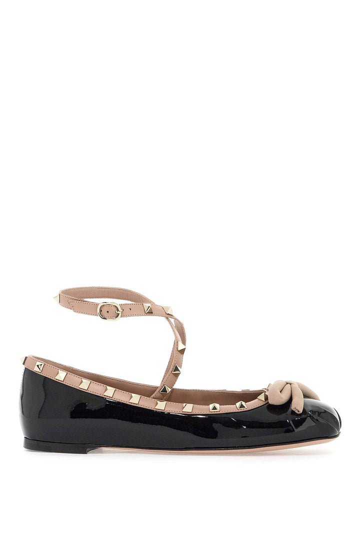 Valentino Garavani Replace With Double Quoterockstud Patent Leather Ball   Black