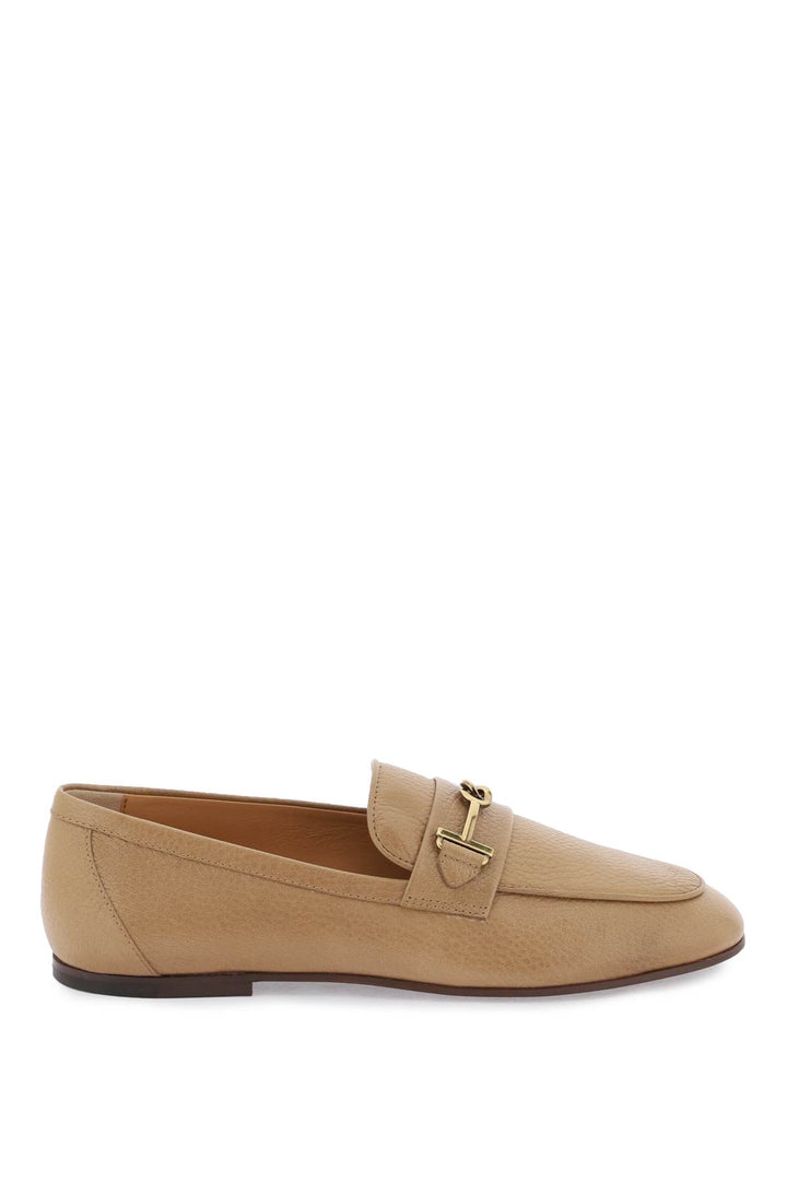 Tod's Leather Loafers With Bow   Beige