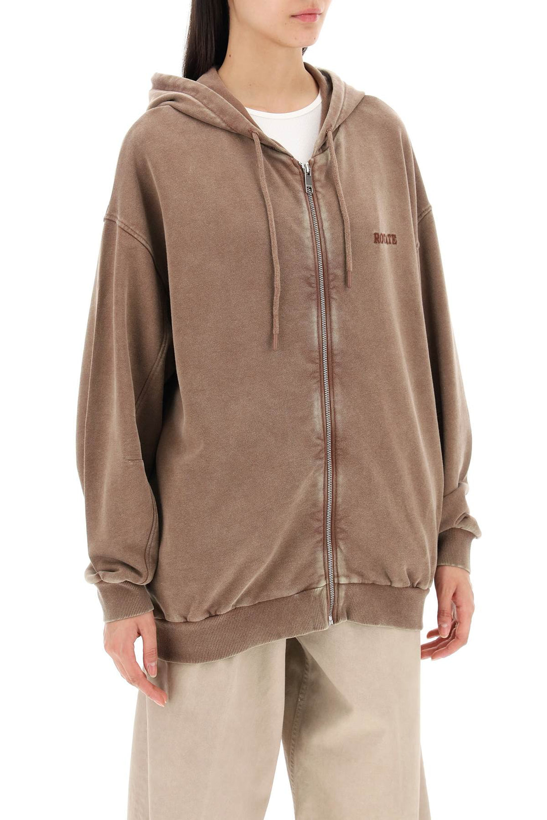 Rotate Embroidered Oversized Sweat   Brown