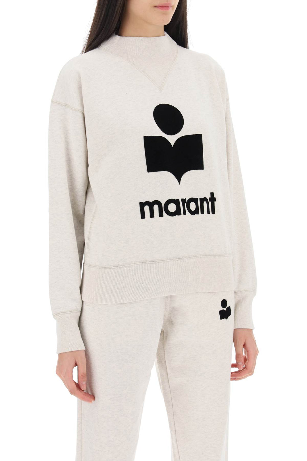Isabel Marant Etoile Moby Sweatshirt With Flocked Logo   Grey