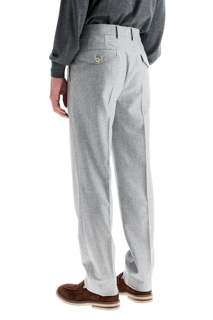 Brunello Cucinelli Flannel Leisure Fit Pants For   Grey