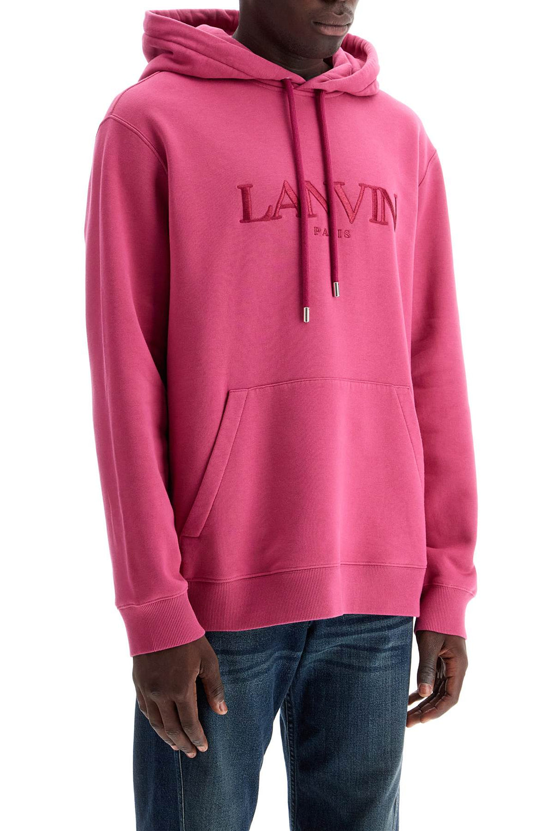 Lanvin Hooded Sweatshirt With Embroidered Logo   Fuchsia