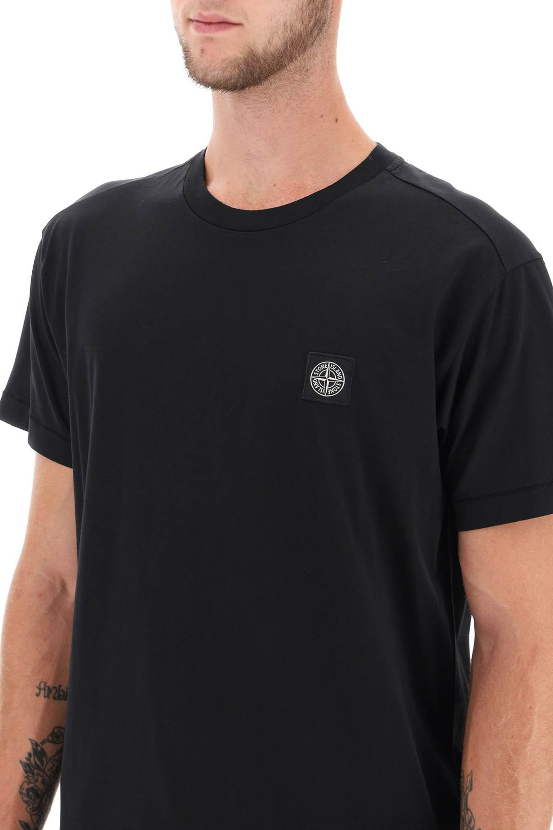 Stone Island Logo Patch T Shirt   Black