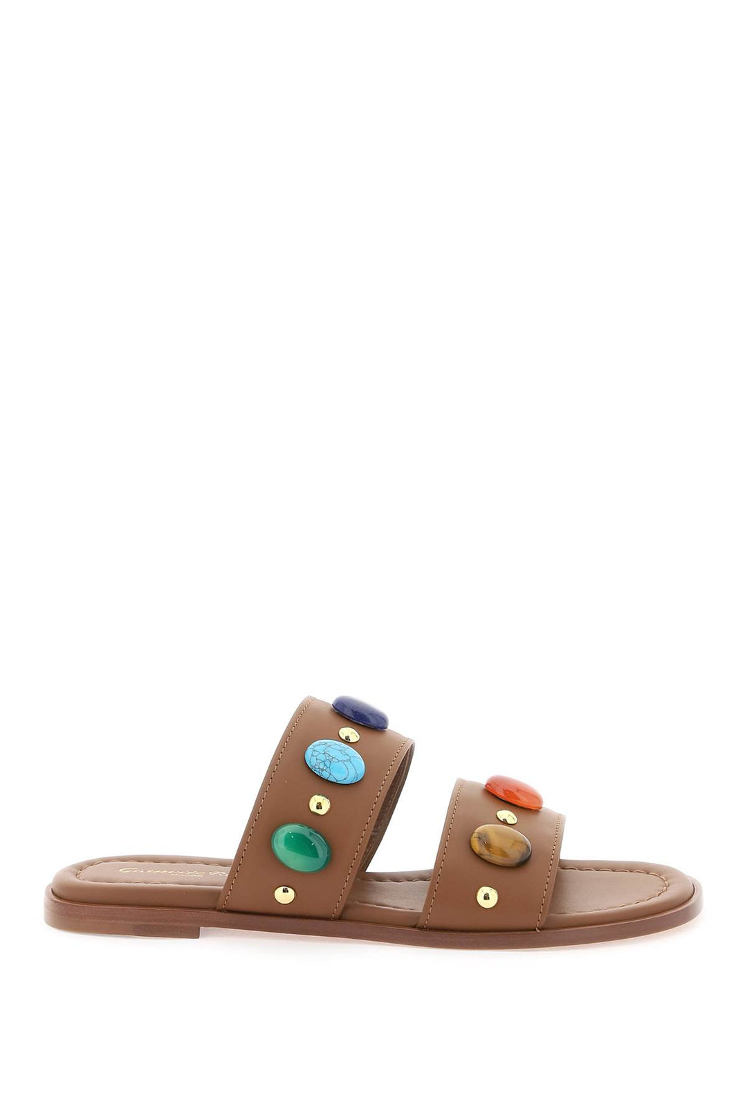 Gianvito Rossi Slides With Natural Stone Embellishment   Brown