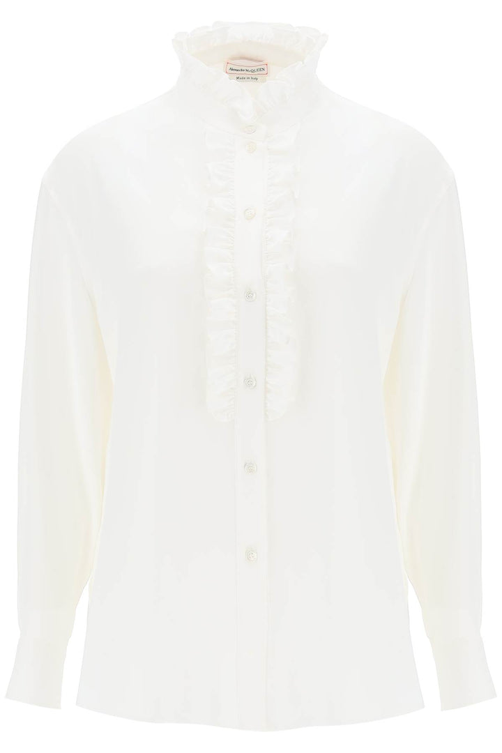 Alexander Mcqueen silk satin shirt with ruffles