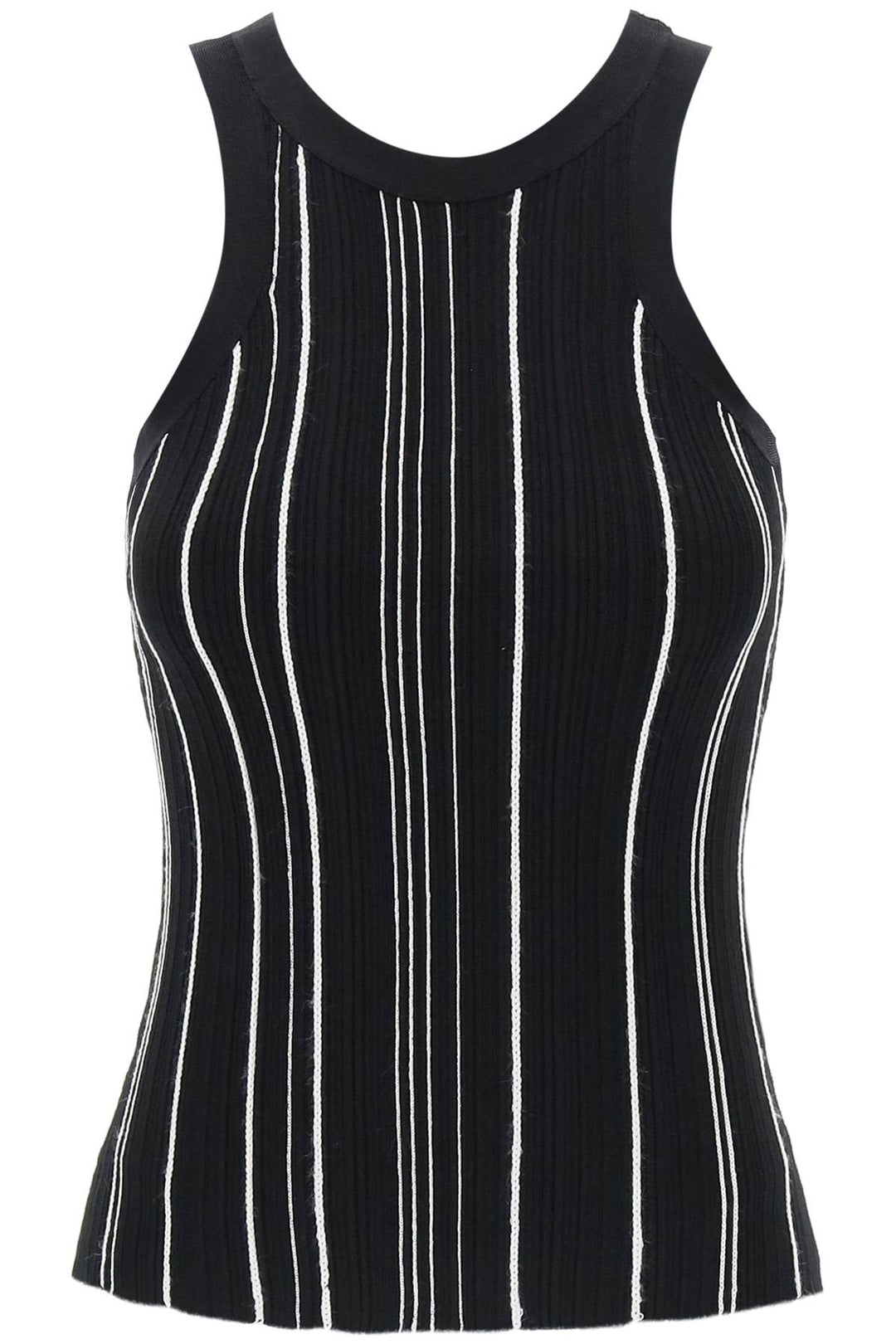 Toteme Ribbed Knit Tank Top With Spaghetti   Nero