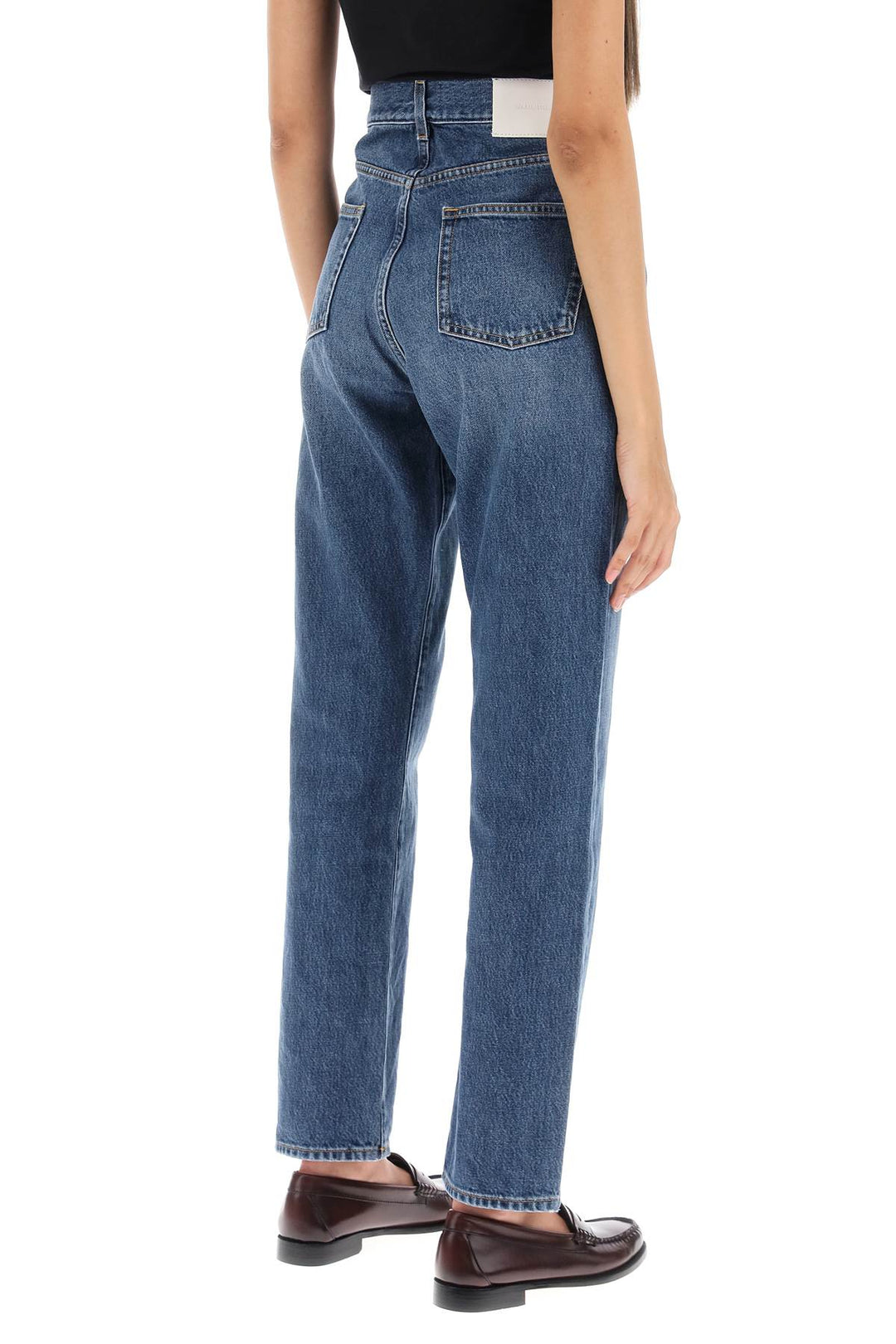 Loulou Studio Cropped Straight Cut Jeans   Blu