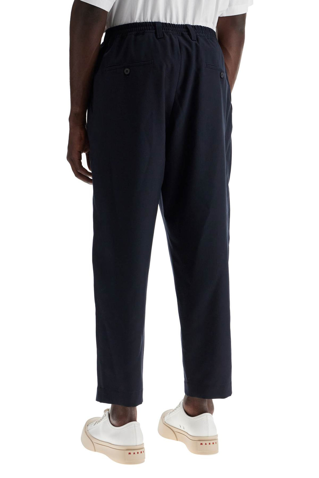 Marni Tropical Wool Cropped Pants In   Blue