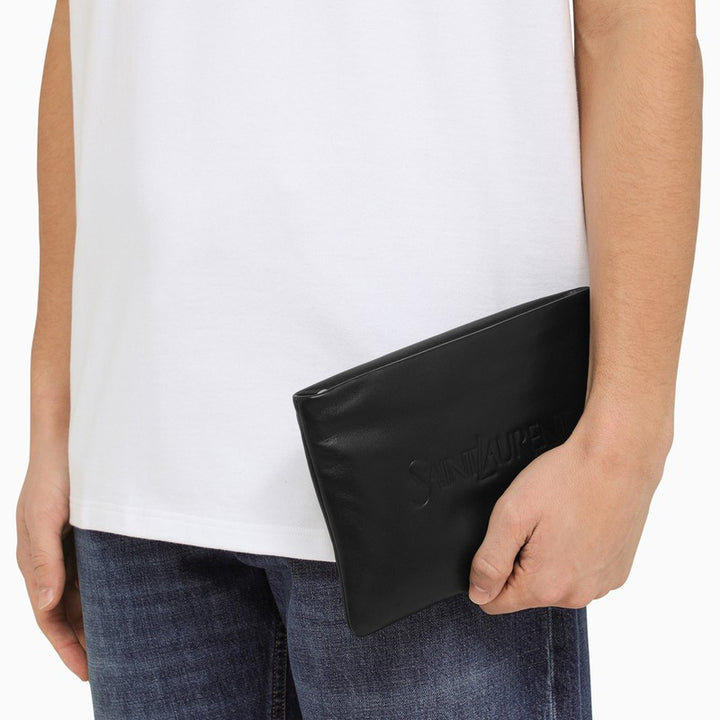 Saint Laurent padded leather clutch bag