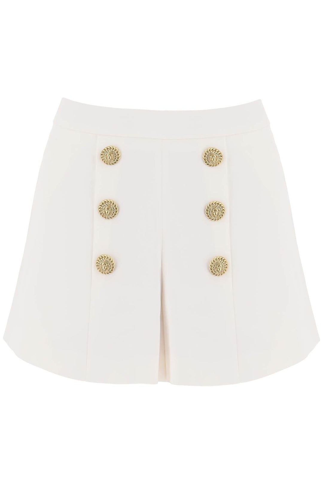 Balmain Crepe Shorts With Embossed Buttons   White