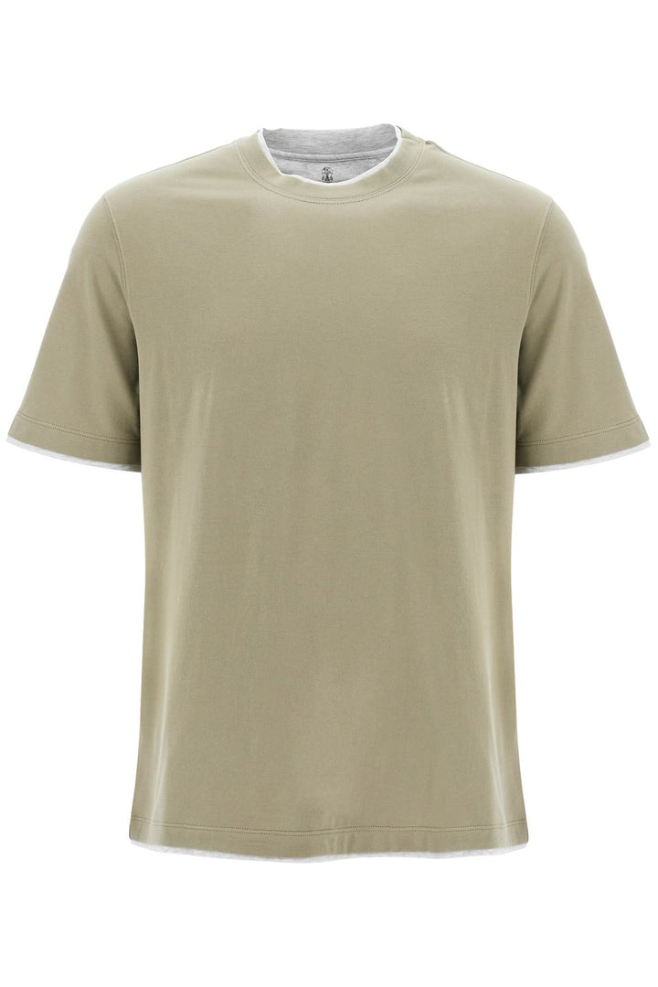 Brunello Cucinelli Layered Effect T Shirt   Khaki