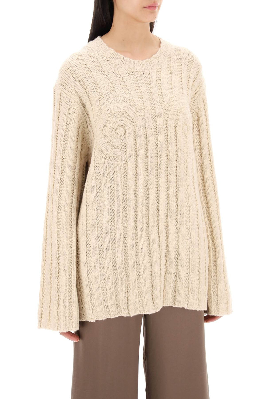 By Malene Birger Cirra Ribbed Knit Pullover   Beige