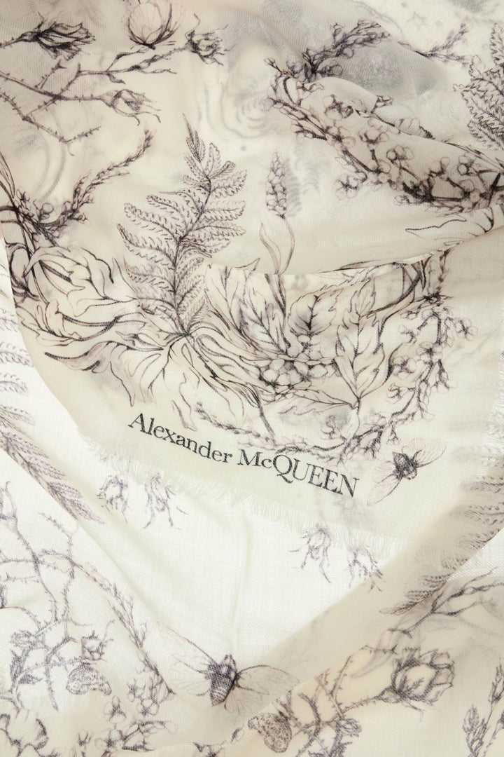 Alexander Mcqueen wool stole with botanical print"