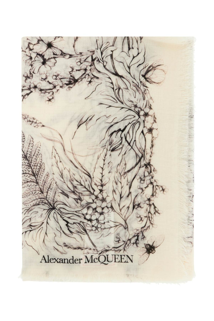 Alexander Mcqueen wool stole with botanical print"