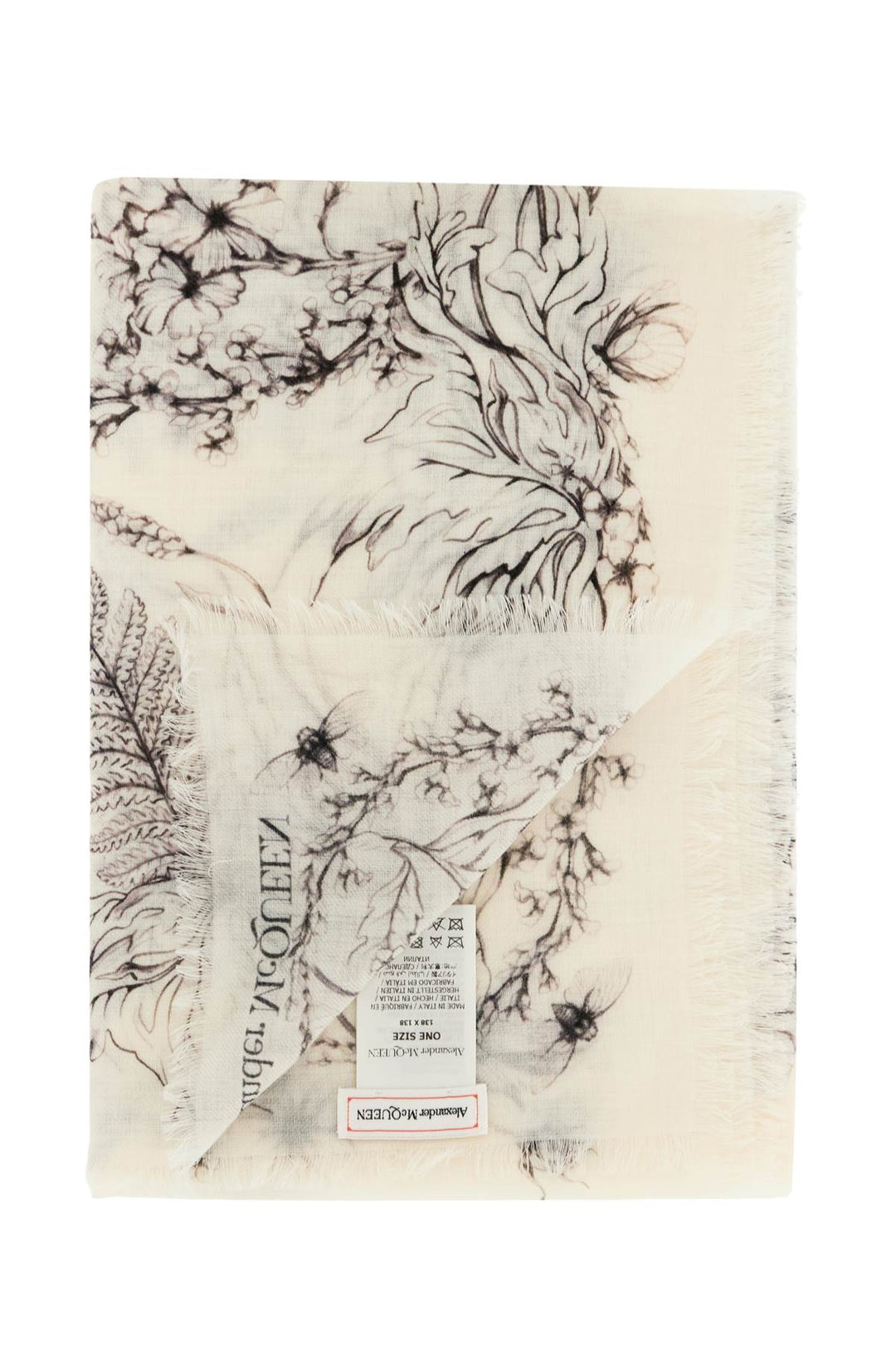 Alexander Mcqueen wool stole with botanical print"