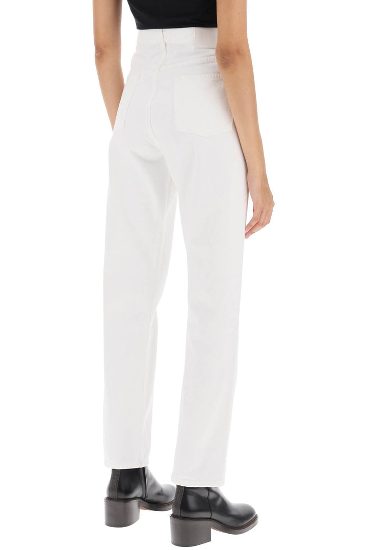 Loulou Studio Cropped Straight Cut Jeans   Bianco