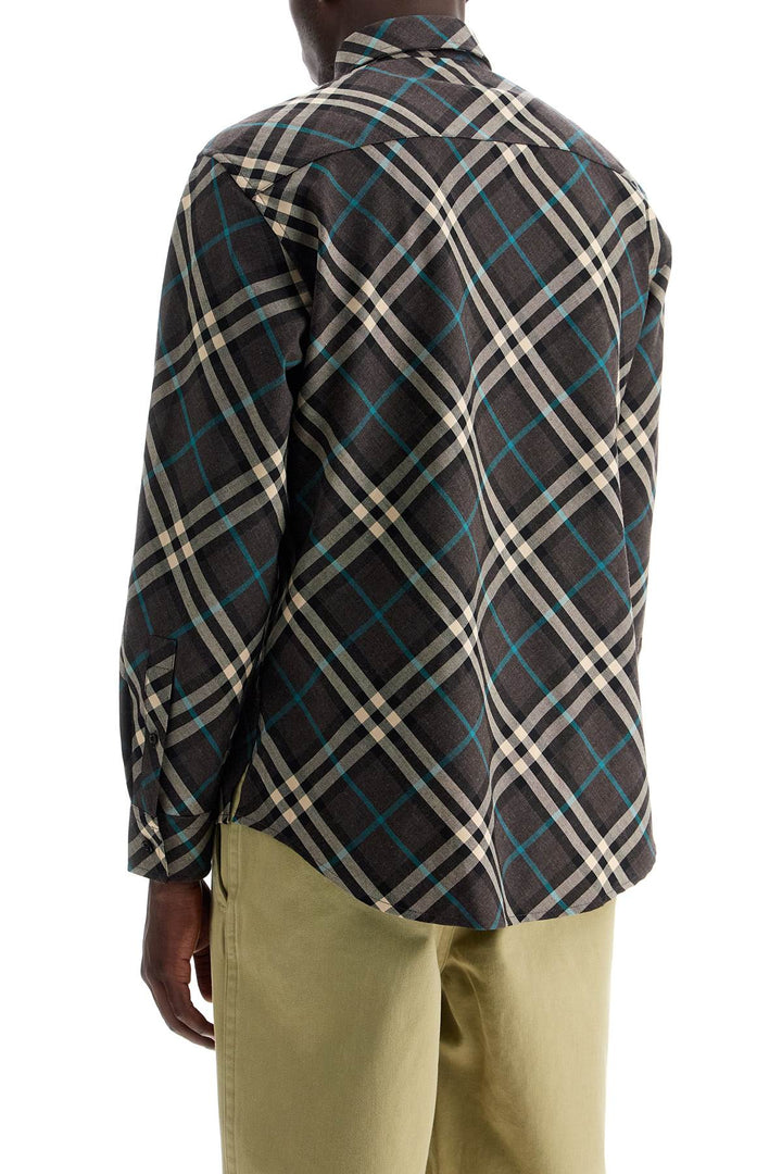 Burberry Wool Blend Shirt With Check Pattern   Grey
