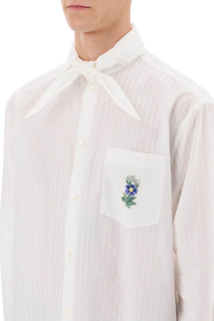 Etro Striped Shirt With Scarf Collar   Bianco