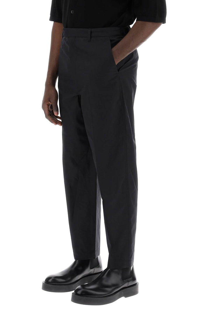 Lemaire Cotton And Silk Carrot Pants For Men   Nero