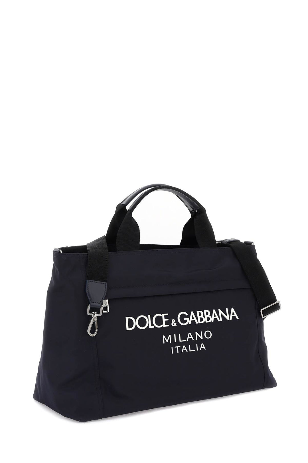 Dolce & Gabbana Rubberized Logo Nylon Duffle Bag   Blu