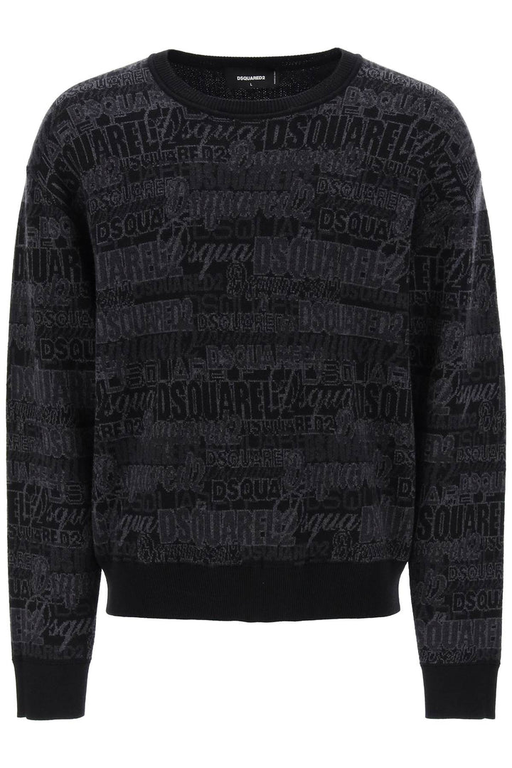Dsquared2 Wool Sweater With Logo Lettering Motif   Grigio