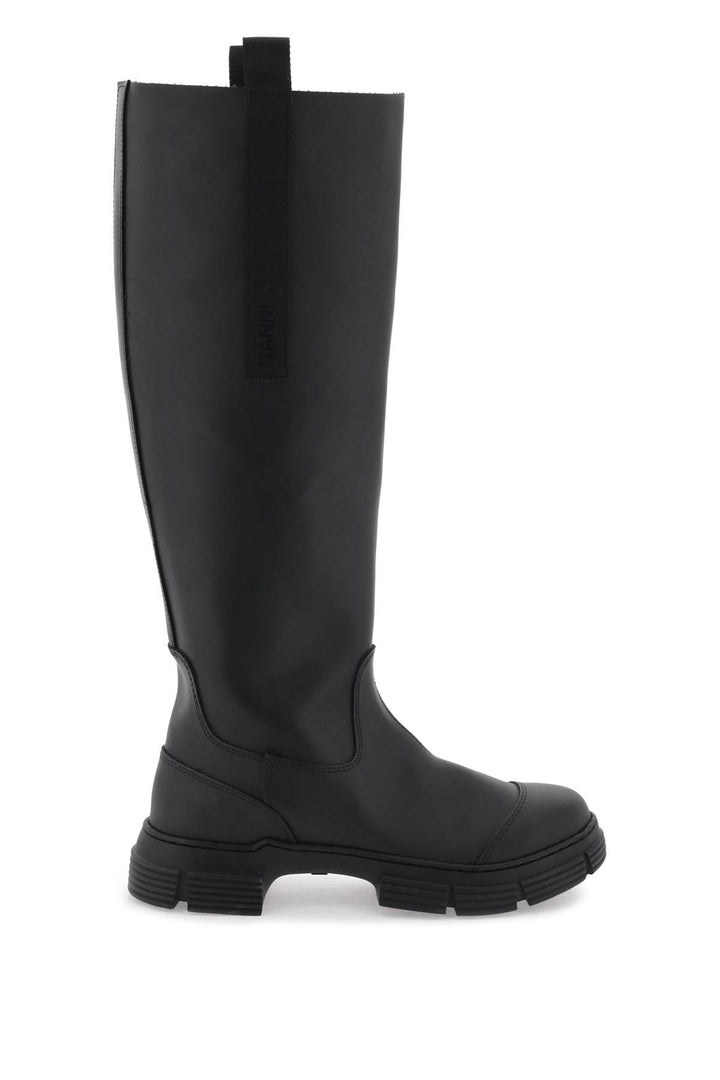 Ganni Recycled Rubber Country Boots   Black