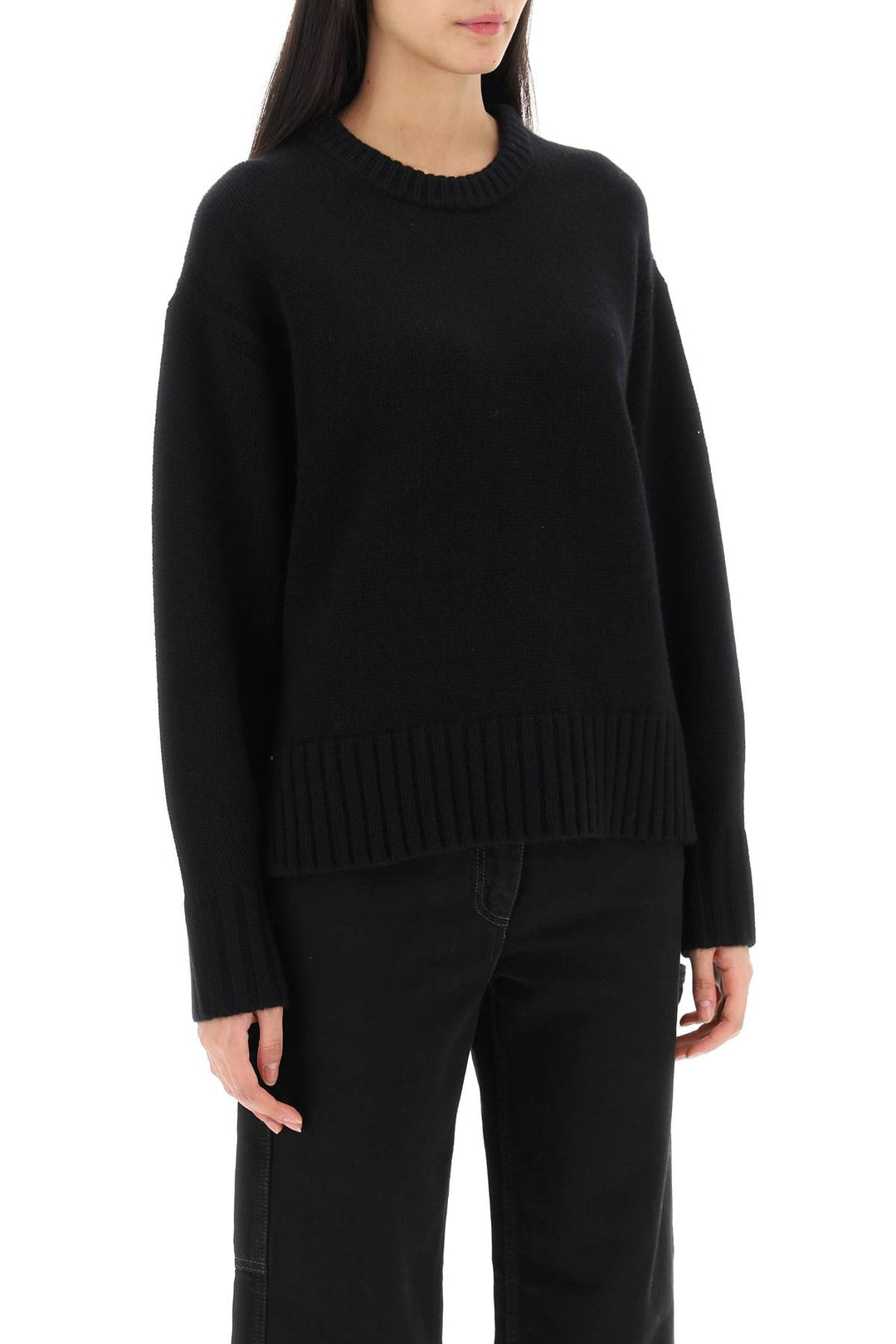 Guest In Residence Crew Neck Sweater In Cashmere   Nero
