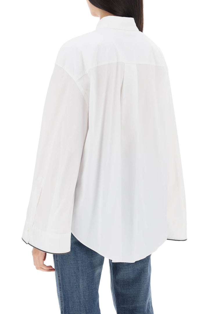 Brunello Cucinelli Wide Sleeve Shirt With Shiny Cuff Details   Bianco