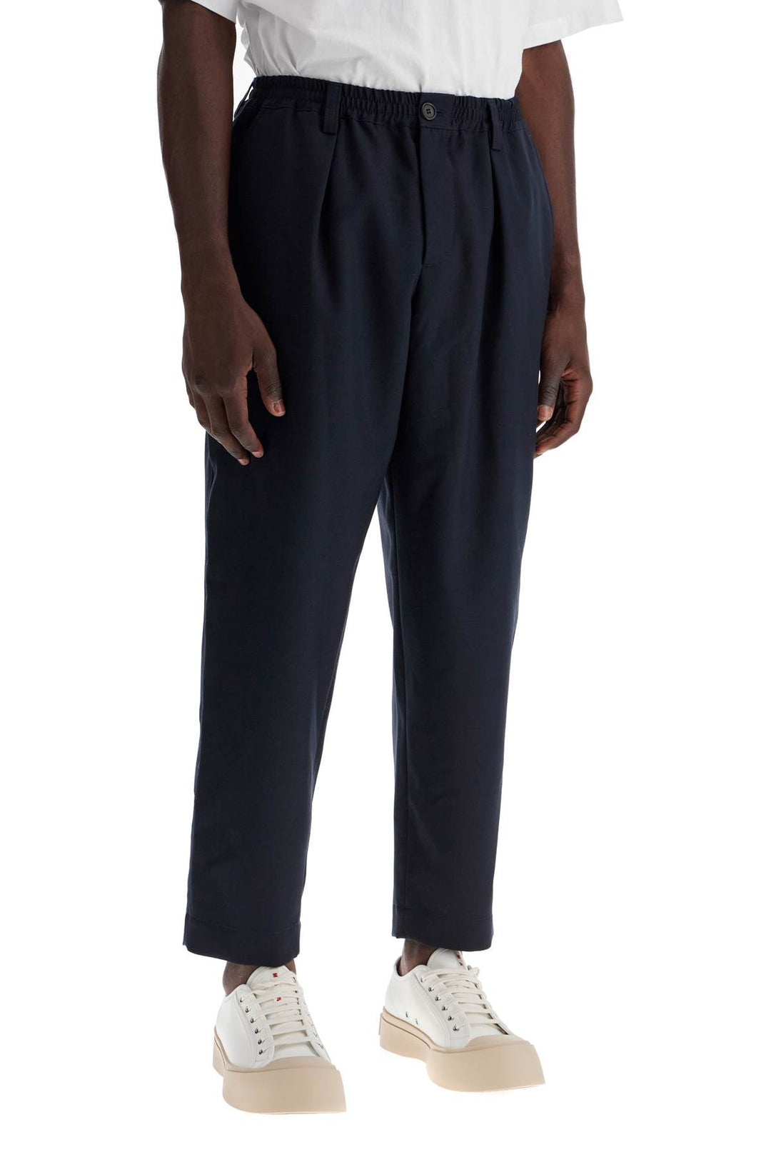 Marni Tropical Wool Cropped Pants In   Blue