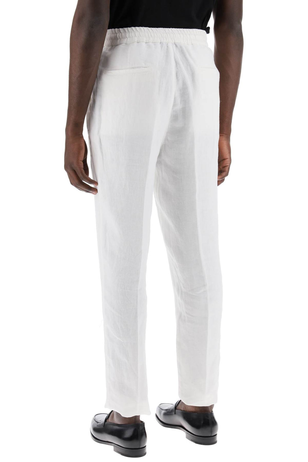 Brunello Cucinelli Replace With Double Quotestriped Linen Joggers With C   Bianco