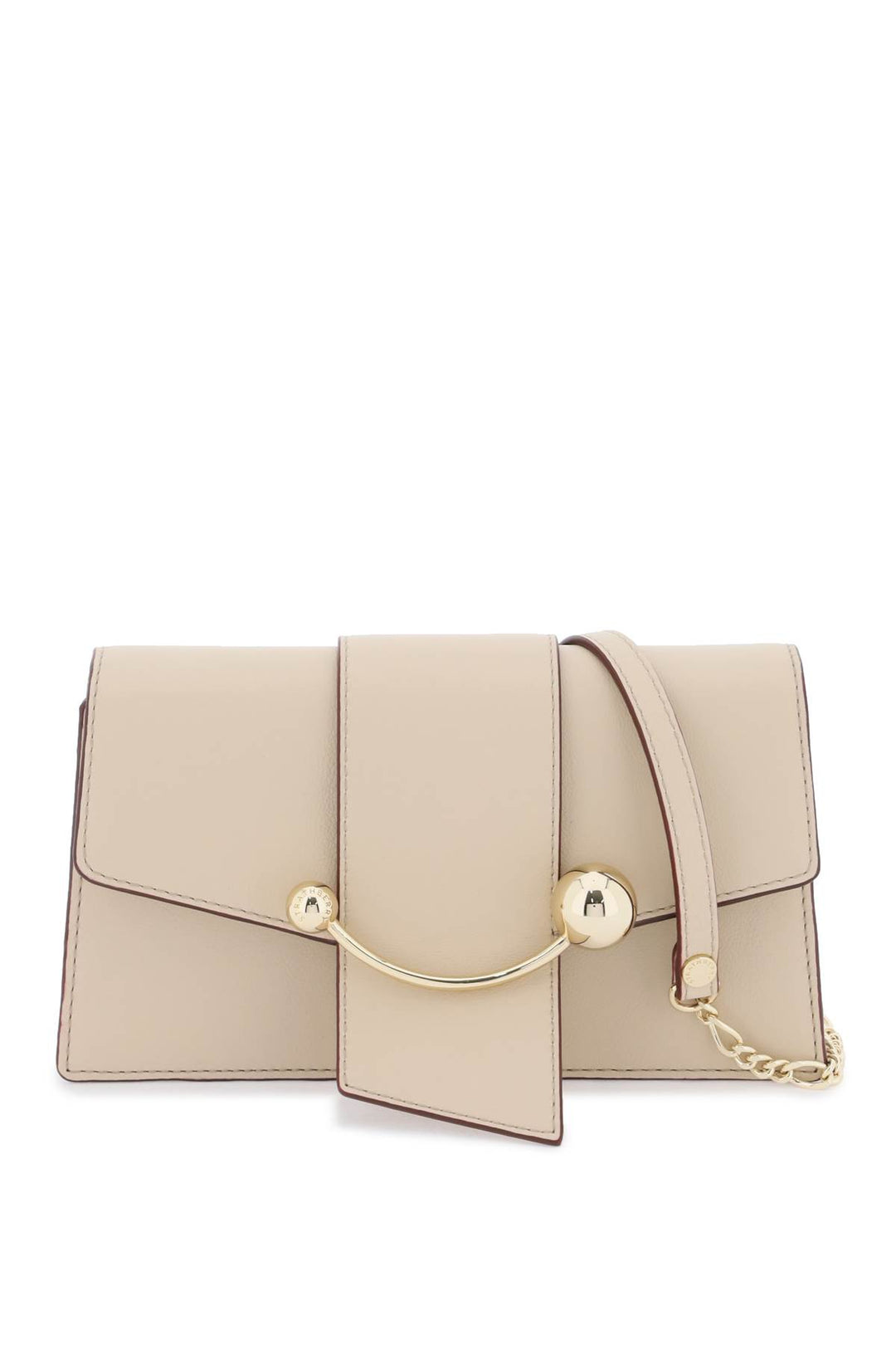Strathberry Crescent On A Chain Crossbody Mini Bag   Beige