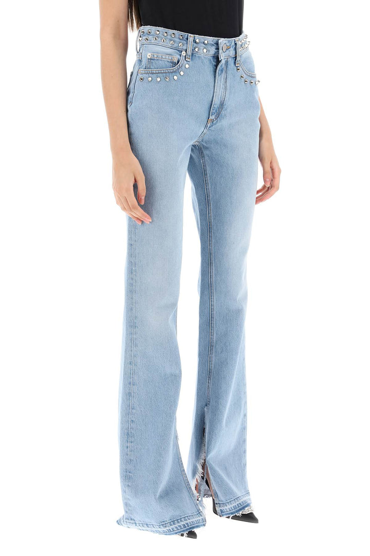 Alessandra Rich Flared Jeans With Studs   Celeste