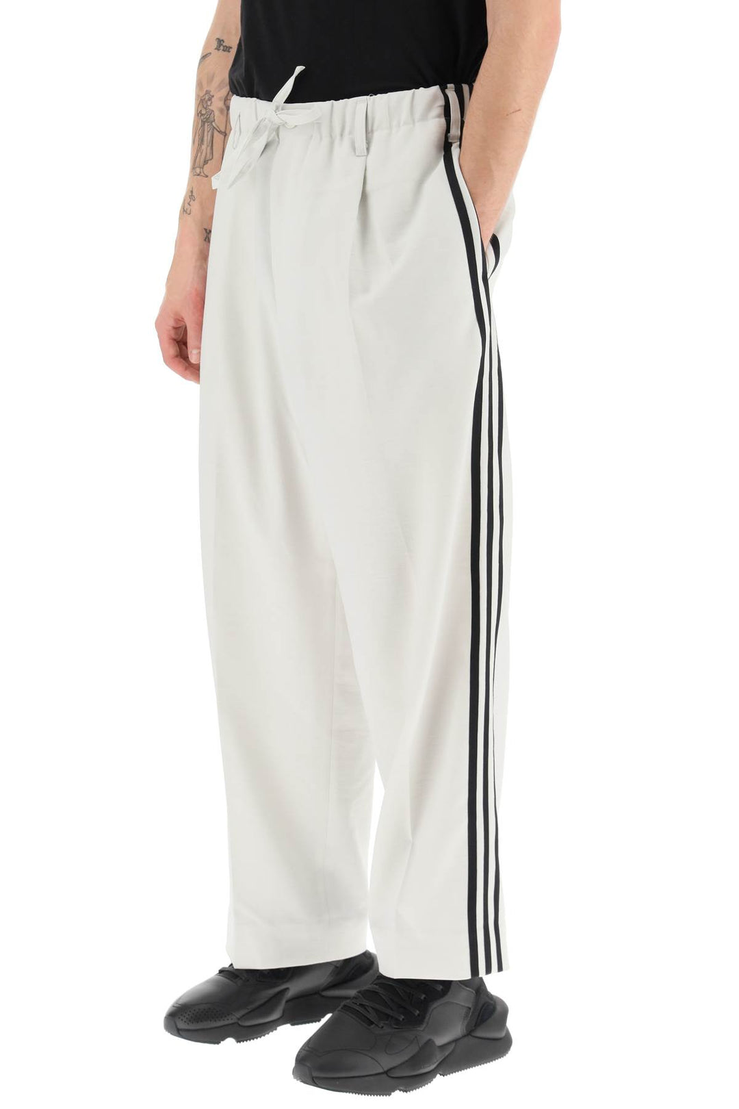 Y 3 Lightweight Twill Pants With Side Stripes   Bianco