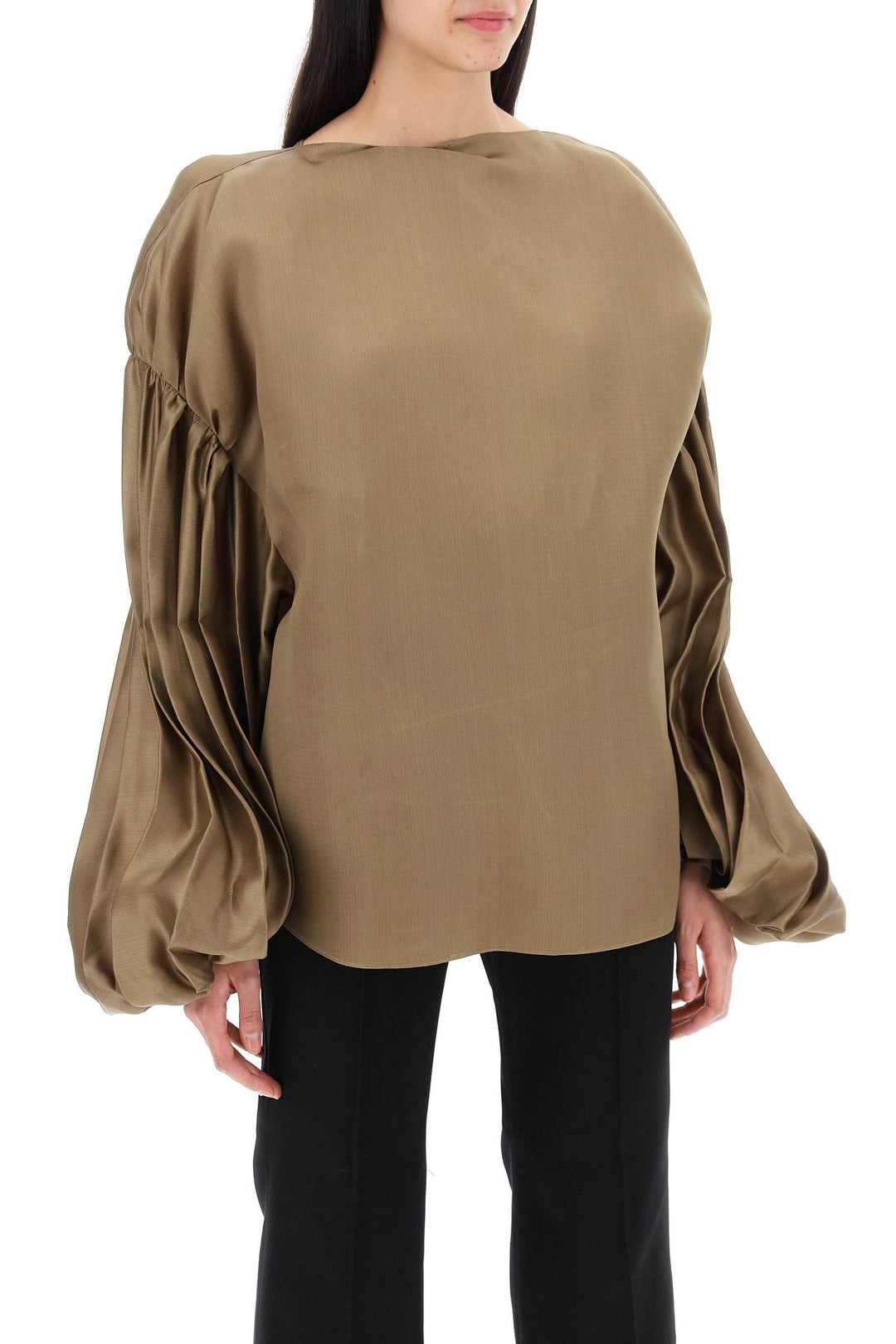 Khaite Quico Blouse With Puffed Sleeves   Brown