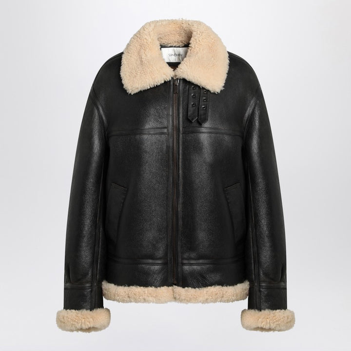 Saint Laurent leather and shearling jacket