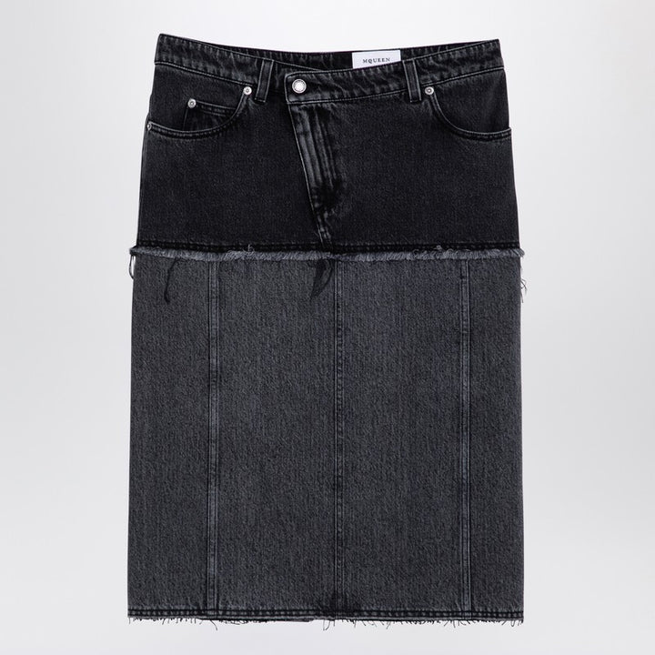 Alexander McQueen Two-tone denim skirt